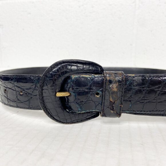 Alcott & Andrews Vintage Ladies Belt Black Alligator Leather Womens - Picture 3 of 11